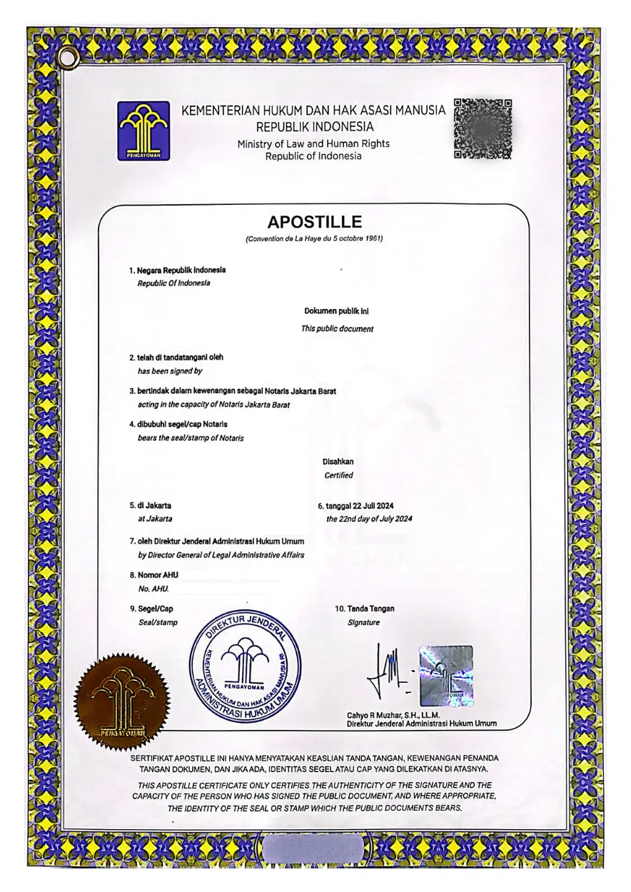 Indonesian Apostille 2024